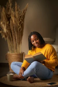 Woman reading about applying ERP for OCD.
